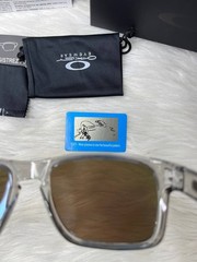 Oakley Holbrook Sunglasses Clear Smoke Frame Blue Mirrored Polarized Lens UV400