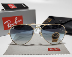 New Ray-Ban RB3025 Aviator Pilot Sunglasses Gold Frame 58mm Glass Blue Lens 58mm