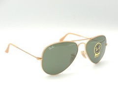 Ray Ban 3025 Matte Gold G15 Green Metal Aviator Sunglasses & Case 58 14
