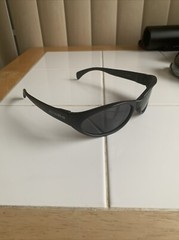 Vintage Bolle Lodo 1748201038 CE Black Oval Wrap Sunglasses