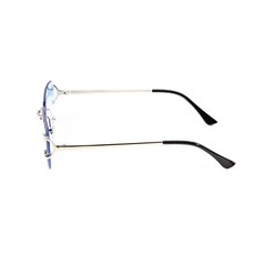 Men’s Rimless Luxury Hip Hop Baby Blue Tint Silver Frame Rectangle Sunglasses