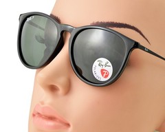 Ray-Ban Women Sunglasses RB4171 Erika Black Frame Polarized Green Lens 54mm