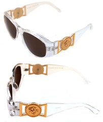 Medusa Metal Gold Logo 413 Medium Clear Sunglasses Vintage Style Biggie 852