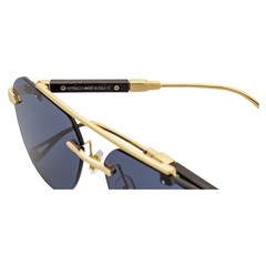 Maybach Rimless Round Metal Aviator Sunglasses Gold Frame Dark Smoke MH16