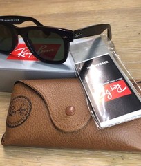 Ray-Ban RB2140 Original Wayfarer Black,Green Lenses,Unisex,Classic Sunglasses.