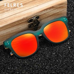Handmade Unisex Wood Polarized Sunglasses Wooden Temple Square Outdoor Glasses