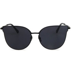 86010 C1 CATEYE FASHION SUNGLASSES METAL BLACK FRAME SMOKE LENS