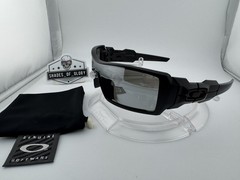 OAKLEY OIL RIG MATTE BLACK W/ SILVER AFTERMARKET POLARIZED SUNGLASSES 03-464 NEW