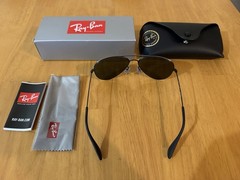 Ray-Ban ORB3558 002/58 Aviator Classic Black Sunglasses DARK GREEN