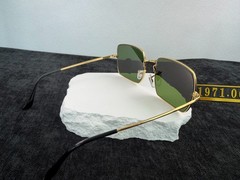 Ray-Ban RB1971 Square Sunglasses, Gold Frame, Solid Green G-15 Lens