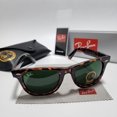 Ray-Ban RB2140 Wayfarer Classic Sunglasses Tortoise Brown Frame Glass Green Lens