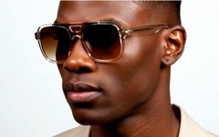Men SUNGLASSES Elegant Classy Style Gradient Brown Lens Gold Frame Vintage 2026