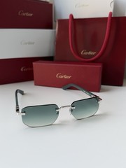 CARTIER CT0622S 003 Silver Green Green Gradient Lens Unisex Sunglasses AUTHENTIC