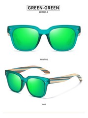 Handmade Unisex Wood Polarized Sunglasses Wooden Temple Square Outdoor Glasses