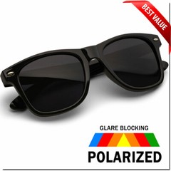 POLARIZED SUNGLASSES MENS WOMENS CLASSIC WAYFARE SHAPE SUNGLASS NEW ALL BLACK OG