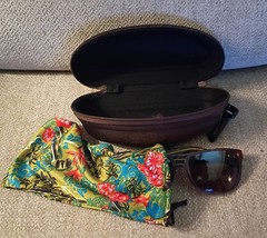 Maui Jim Men’s Square Brown Sunglasses w/ Case & Floral Pouch