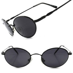Old Fashion 80s 90s Mens Womens Black Indie Vintage Style Round Oval Sunglasses