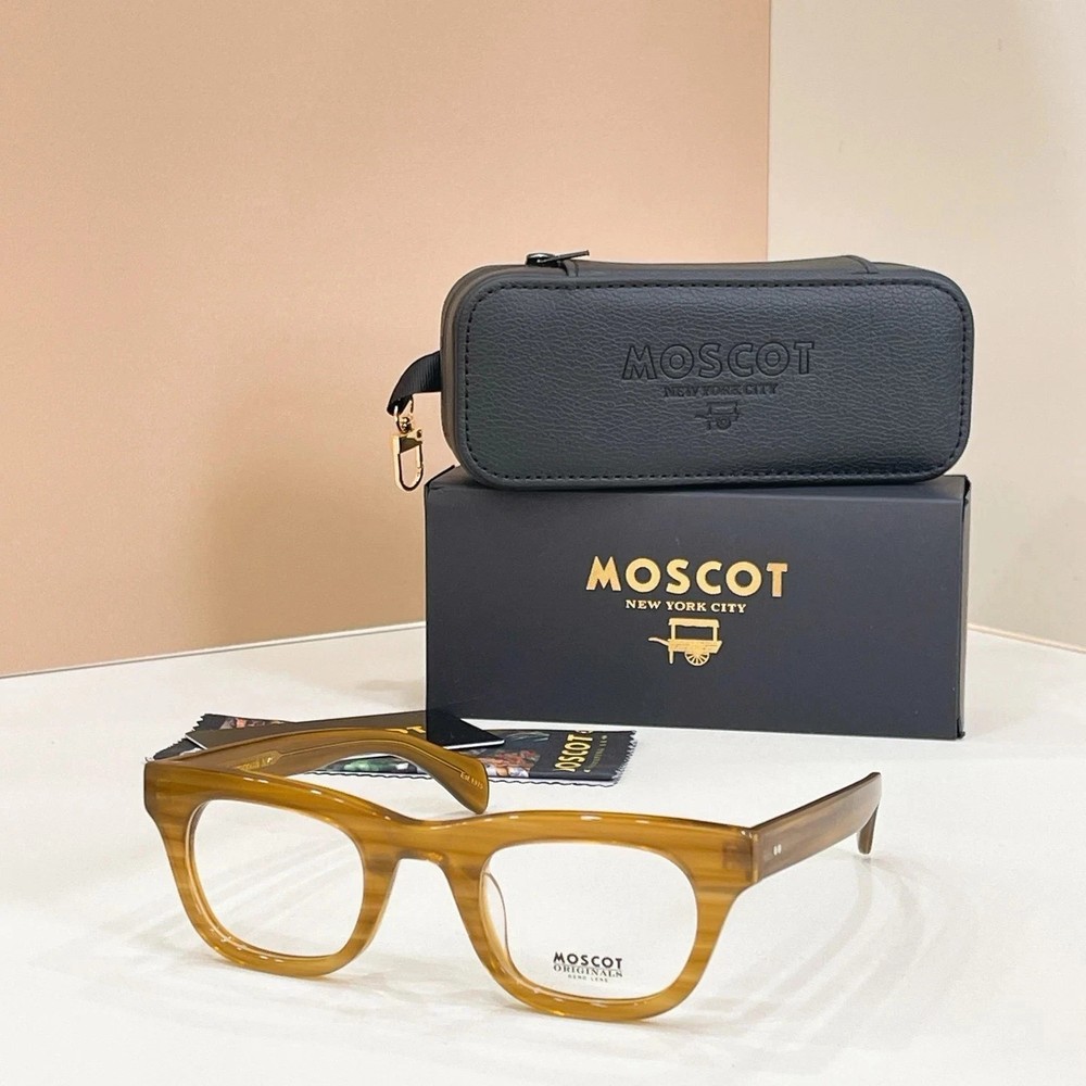MOSCOT LEMTOSH Wood Grain Frame Clear Lens Sunglasses Handmade Acetate Unisex