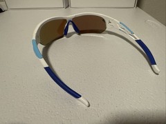 Torege Pre-owned Used Polarized Sports Sunglasses Blue/white With Case W/3 Lens
