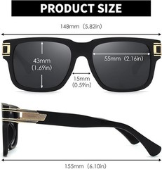 Men Sunglasses Black Lens Designer Shades Fashion Classic Hip Hop Rapper Square