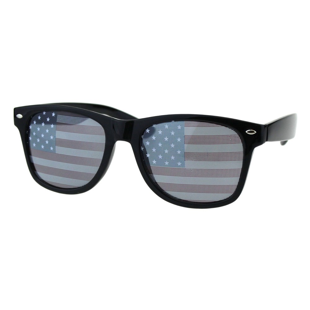 USA American Flag Lens Sunglasses Classic Square Frame UV 400