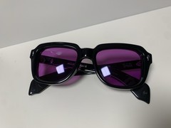 Jacques Marie Mage Taos Hopper Square Sunglasses Black Acetate Purple Glass