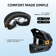 Dirt Bike Goggles Anti Fog with Clear & Grey Lens OTG Motocross Goggles for M…