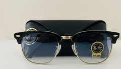 Classic Raybans RB3016 Clubmaster Unisex Black w/ Gradient Bluish Gray Lenses