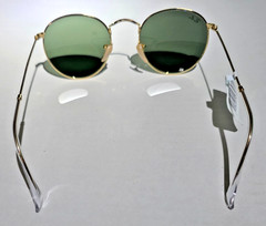 Ray-Ban RB3447 Sunglasses Round Metal, 50-21, Polished Gold Frame