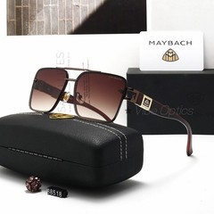 MAYBAC* Square Double Bridge Sunglasses Blue Silver Purple Gradient Classic Case
