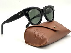 Ray-Ban RB2186 Black 901/31 49mm State Street Square Sunglasses Green Lenses