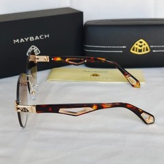 MAYBAC* Rimless Sunglasses Brown Gradient Lens Tortoise Gold Temples with Case
