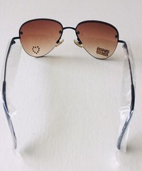 One SUNGLASSES UV400 100%UV Block Metal Black Frame+Lens D.Color+Crystal (M29)