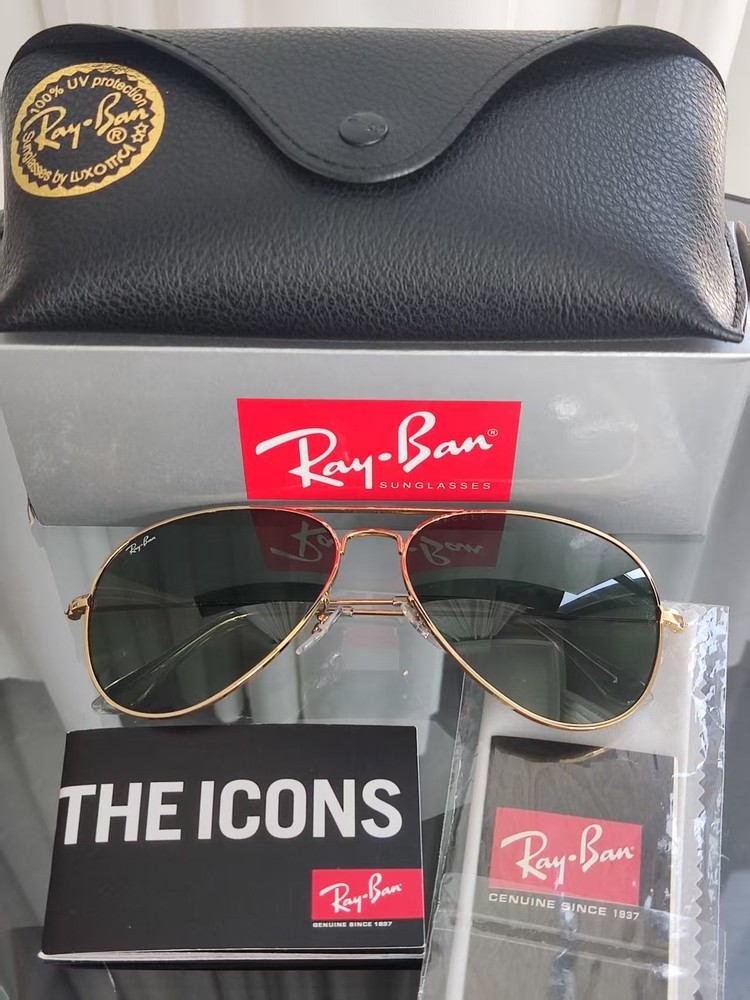 RAY-BAN RB3026, aviator sunglasses , Gold Frame/Large 62mm blackish green Lens
