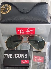 RAY-BAN RB3026, aviator sunglasses , Gold Frame/Large 62mm blackish green Lens