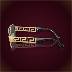 Versace VE2290 Unisex Rectangle Gold Black Lens Sunglasses 61mm Medusa LIMITED