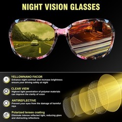 Classic Womens Night Glasses Driving Anti Glare Wrap Around Yellow Sunglasses