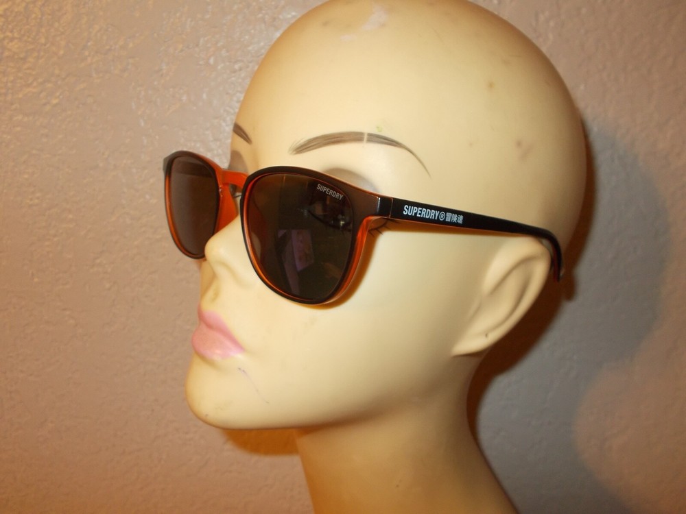Superdry sds Vintage Neon c.104 Black Orange Frame Gray Lenses Sunglasses