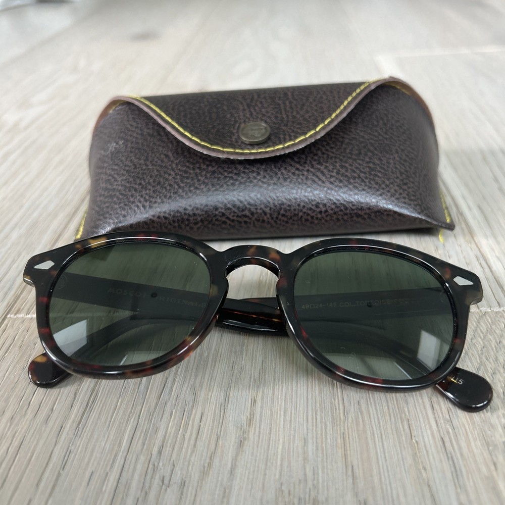 MOSCOT LEMTOSH Sunglasses Tortoise Frame Dark Grey Lens 49-24-145