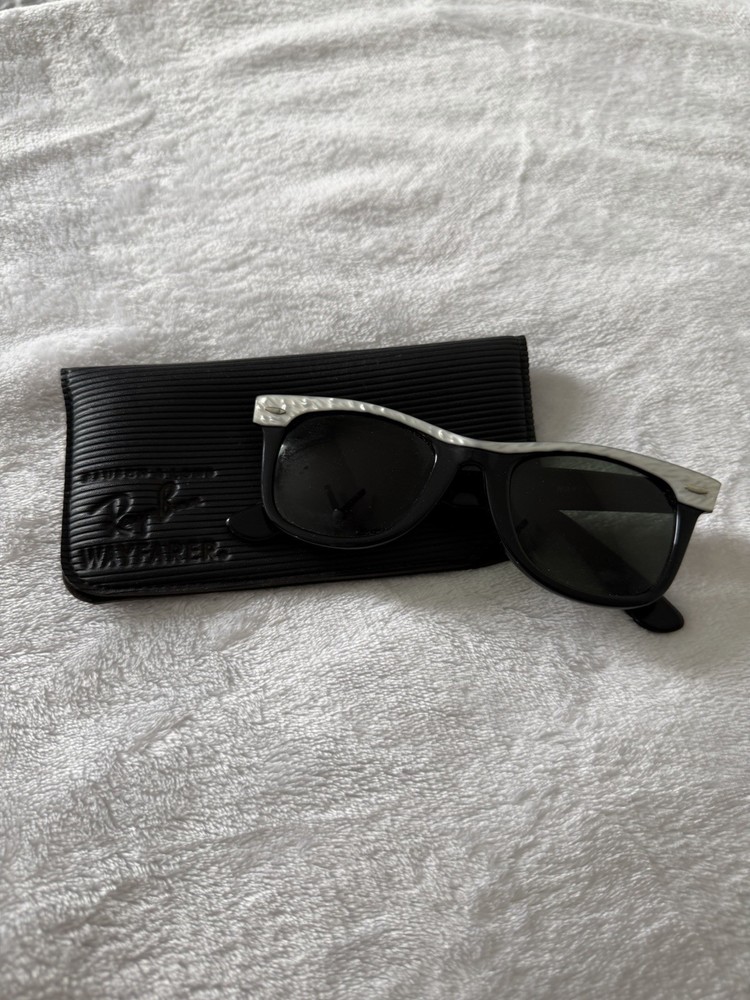Vintage Ray-Ban Wayfarer Pearl White/Black Grey Lens B&L Sunglasses