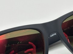Ray-Ban Justin RB4165 Square Sunglasses Black Frame Red Mirrored Read Desc.