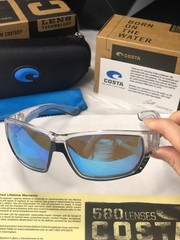 New In Box Costa Del Mar Crystal Blue Mirror 580P Polarized Sunglasses UV