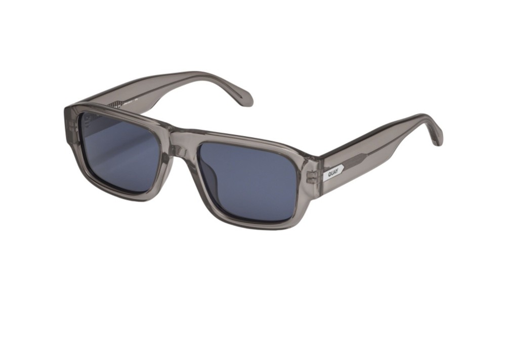 QUAY Australia Sunglasses Night Cap Grey/Navy Polarized Rectangle Large New