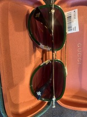 Gucci 0062S_003 Grey Gradient Lens Pilot Sunglasses – Green/Gold
