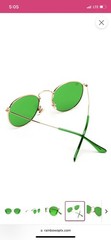 RainbowOptx The Round Green Revitalizing Round Gold Sunglasses with Green Lenses