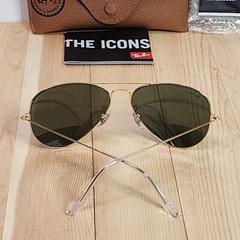 Ray-Ban RB3025 L0205 58-14-135 Large Aviator Sunglasses Green Lens Italy