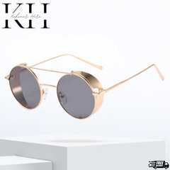 Vintage Retro Steampunk Sunglasses Side Shields Round Metal Glasses Mens Womens