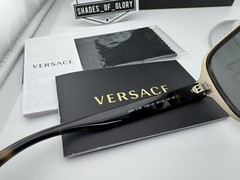 VERSACE VE 2199 12524T HAVANA DARK GREY GOLD SUNGLASSES 56MM AUTHENTIC $354 NEW