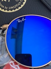 New Ray-Ban RB3447 Round Metal Blue Sunglasses