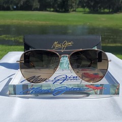 Maui Jim “MAVERICKS” 264-16 Gloss Gold Frames/ Bronze Lenses/ TITANIUM AVIATORS!